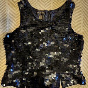 PURE SILK & PAILLETTE SEQUIN TOP
